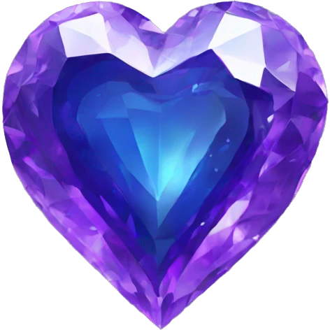 Crystal heart half indigo half purple animated spinning emoji