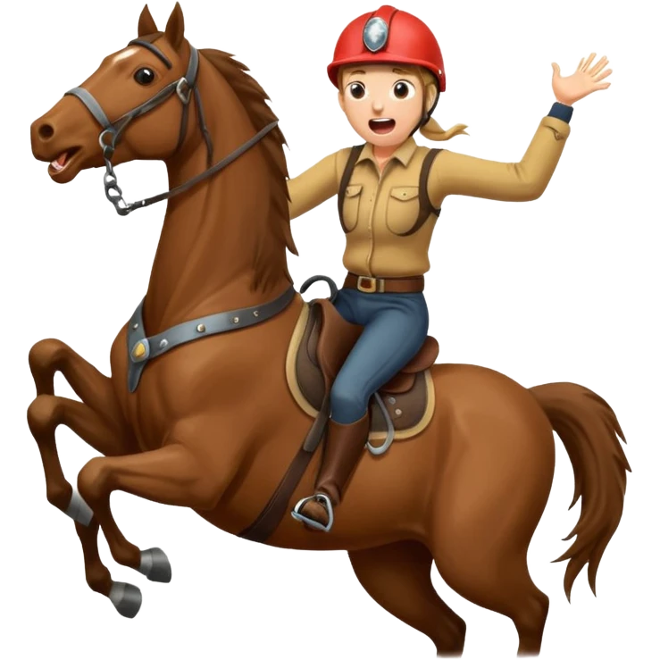 The horse bucks the person while the person screams in pain emoji