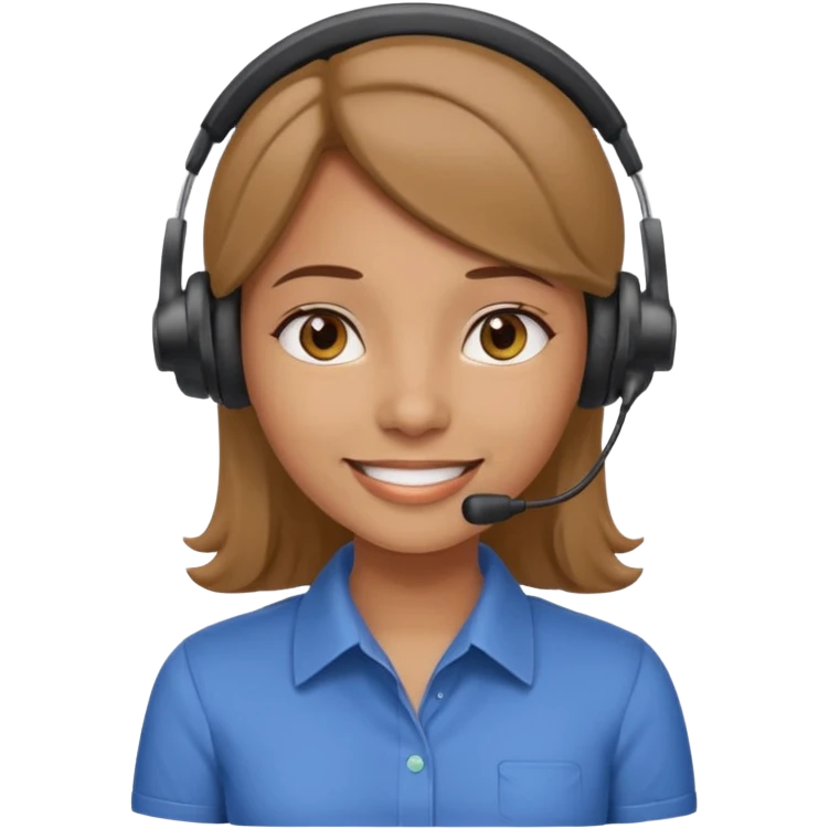 light brown-skinned girl, normal collar shirt, smiling, wearing telemarketing headset emoji