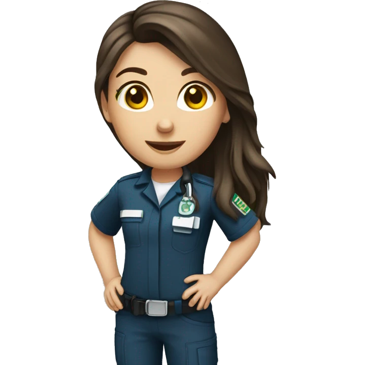 Paramedic brunette female long hair emoji