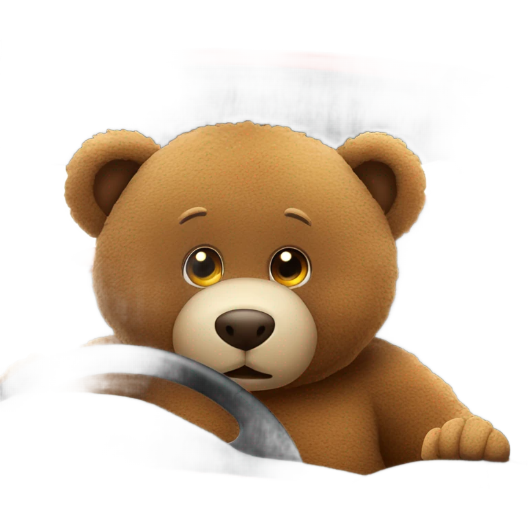 Brown teddy bear driving corvette  emoji
