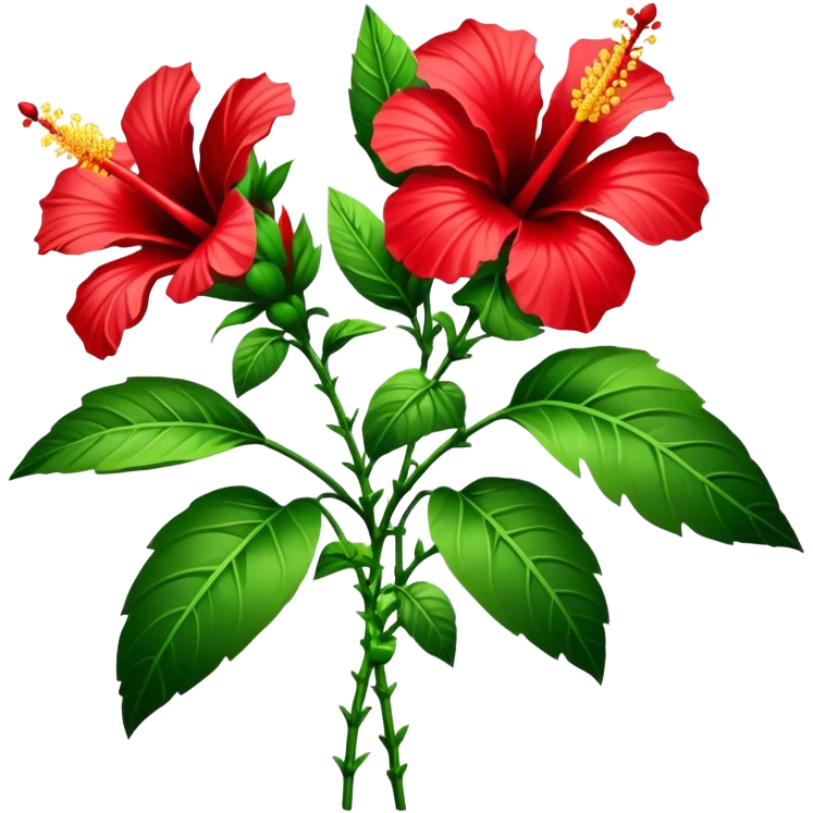bouquet Hawaiian hibiscus, luxuriant, stem, leaf, bud emoji