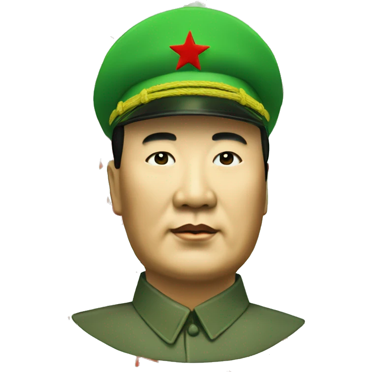 Chairman Mao with a green cap with red star emoji