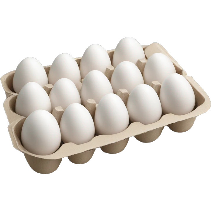 Realistic open carton of white eggs. emoji
