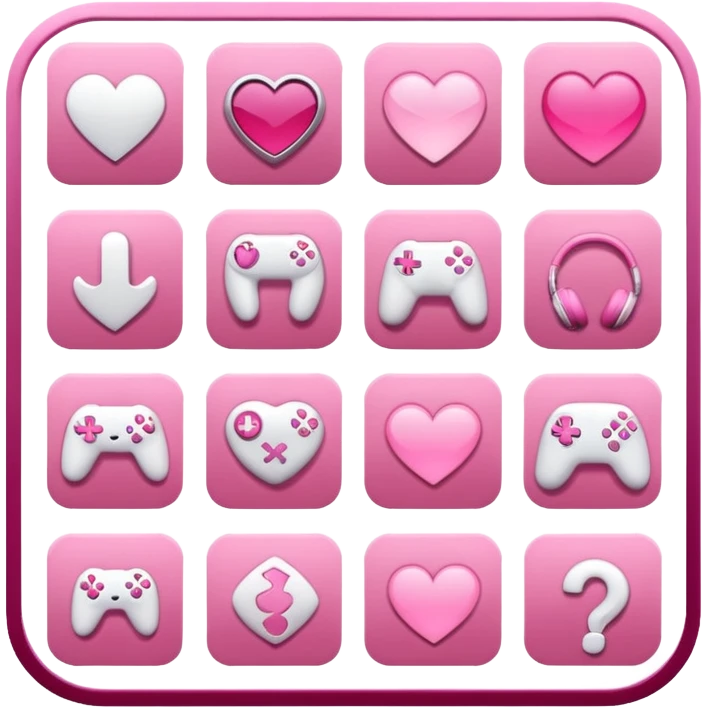 mix light pink dark pink and white girly gamer app emoji