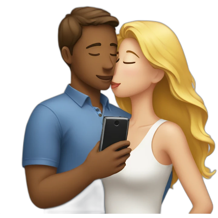 girlfriend kissing a smartphone emoji