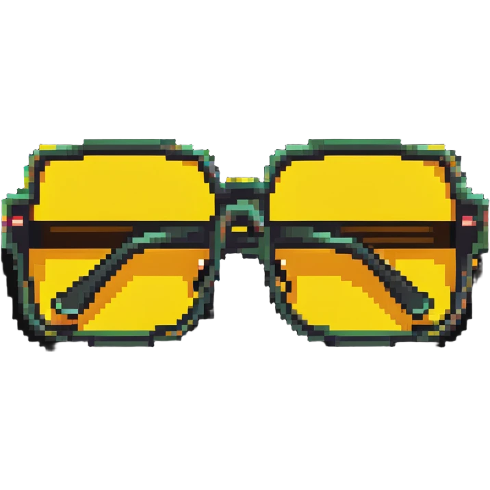 Funky 70s sunglasses with large square frames and yellow lenses emoji