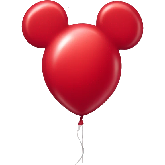 Plain red balloon shaped like Mickey Mouse’s ears emoji