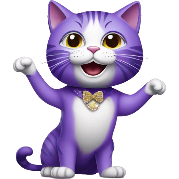 purple cat singing, cat in Elvis presley costume emoji