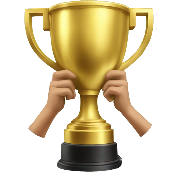 gold win cup in hands emoji