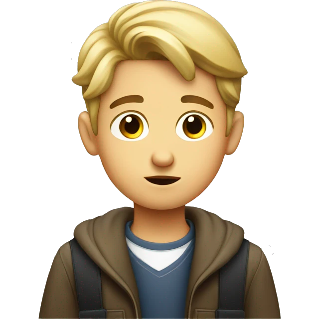 European schoolboy listens attentively emoji