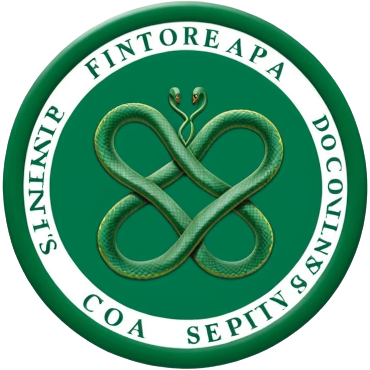 Símbolo da Fisioterapia formado por um círculo verde, duas serpentes, e um raio central.
No conjunto, o símbolo representa o uso do movimento e do conhecimento científico para promover a reabilitação e o bem-estar do corpo humano. emoji