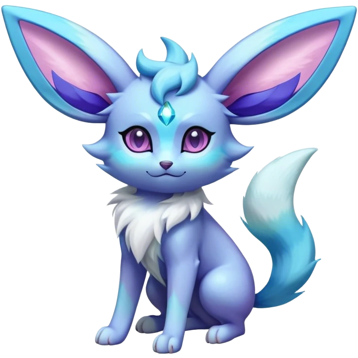 Futuristic Fluffy Celestial Magical Glaceon-Espeon-Sylveon-Umbreon-hybrid, full bod emoji