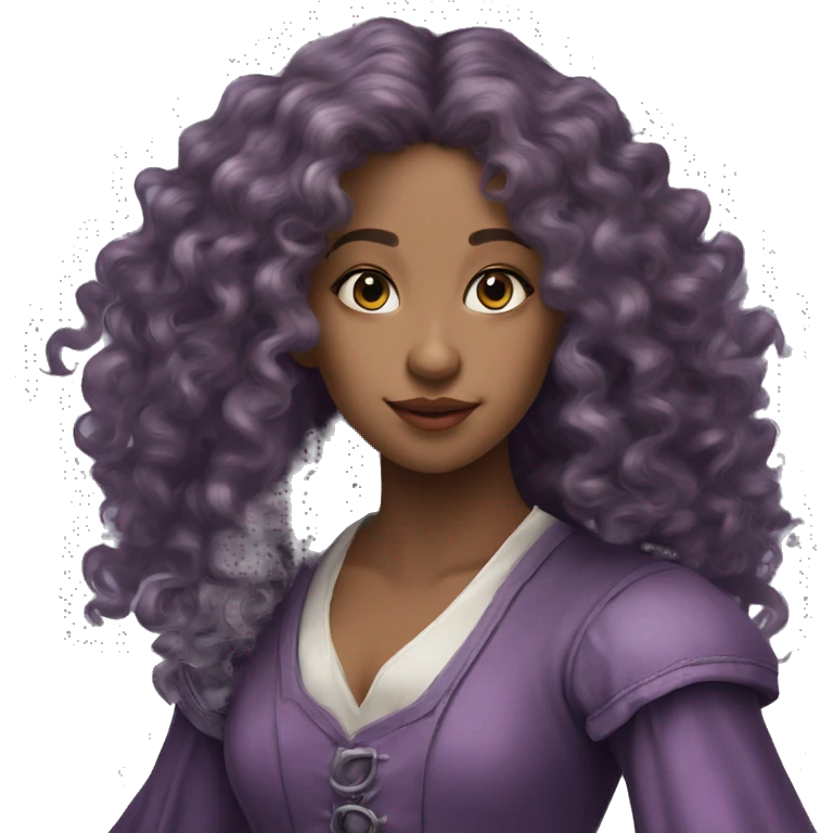 Three musketeers dark lilac women curly long hair emoji