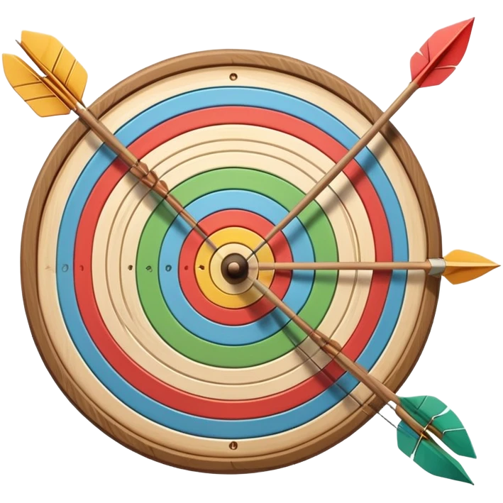 A bow with arrows drawn and ready, aimed at a target with concentric rings. The focus is on the elegance and precision of archery, with the target clearly visible in the background, symbolizing skill and concentration in the sport. emoji