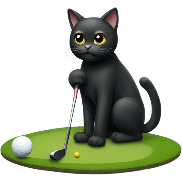 Black cat golfing emoji
