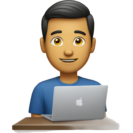 homme avec Mac book emoji