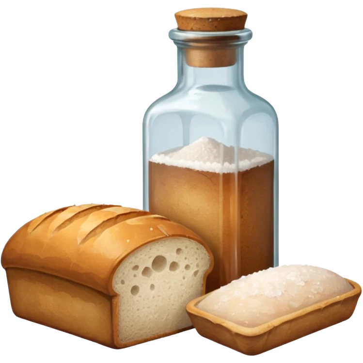 a one victorian bottle of salt and a loaf of bread emoji