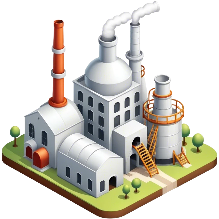 Isometric small white sugar factory  emoji