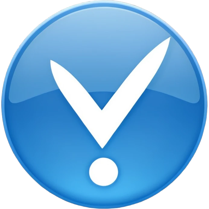 A blue circle with am inner tick emoji