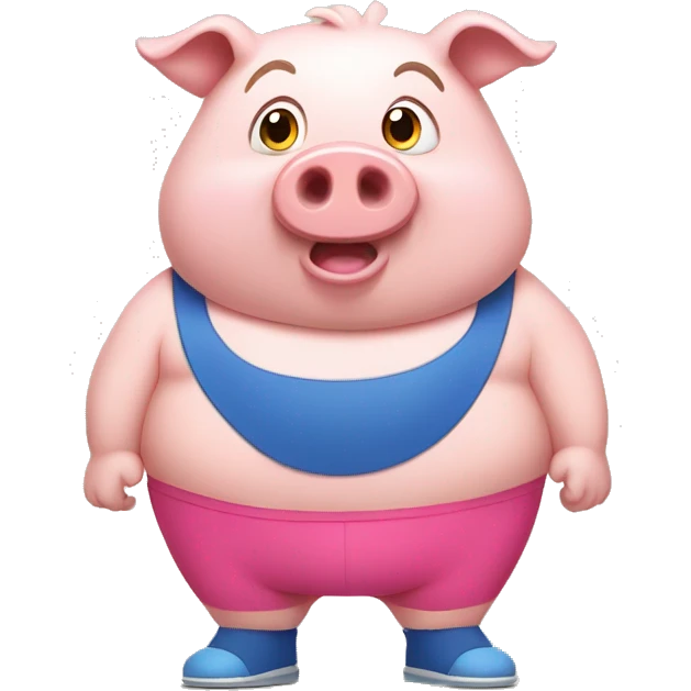Chubby cartoon pig at the gym emoji