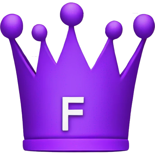 Neon purple crown on letter F emoji