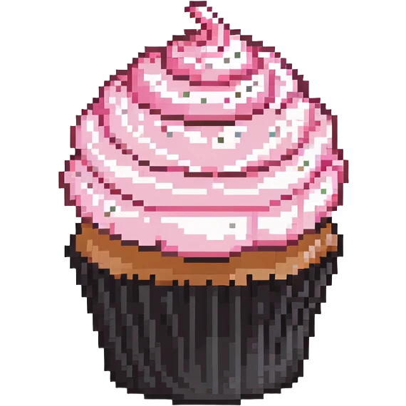 side view cupcake with pink icing emoji