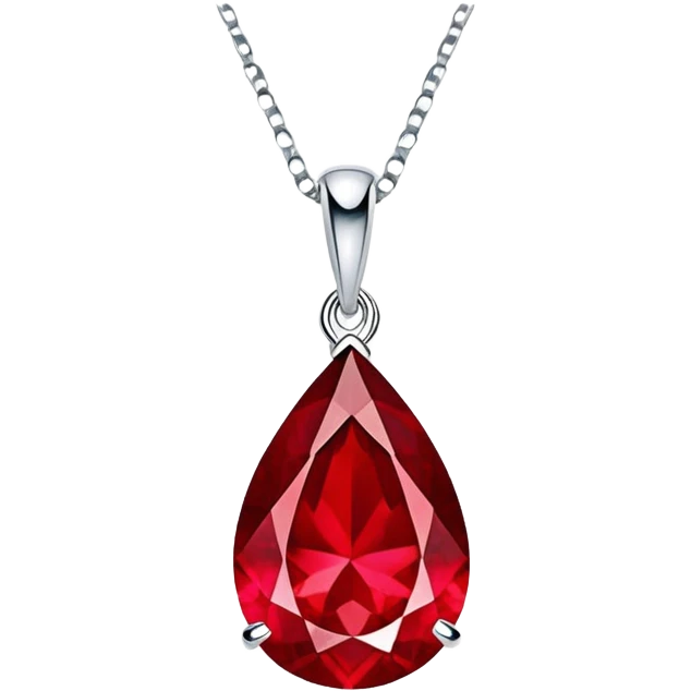 close-up of a ruby's fiery core in a teardrop pendant, glowing intensely emoji