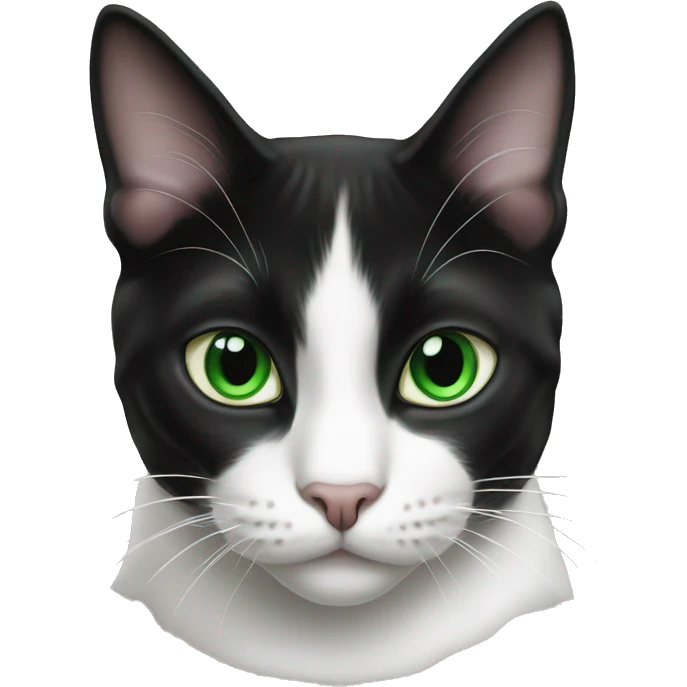 Black and white tuxedo cat with green eyes emoji