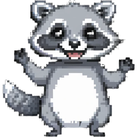 raccoon laughing hard and waving emoji