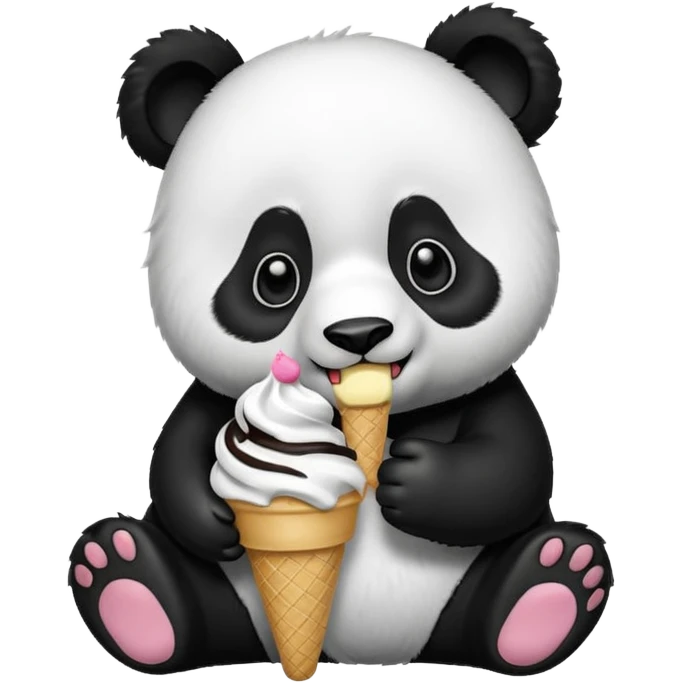 Panda eating ice cream emoji