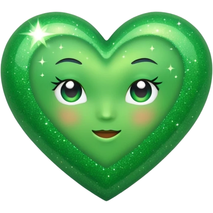 green heart with a glitter effect emoji