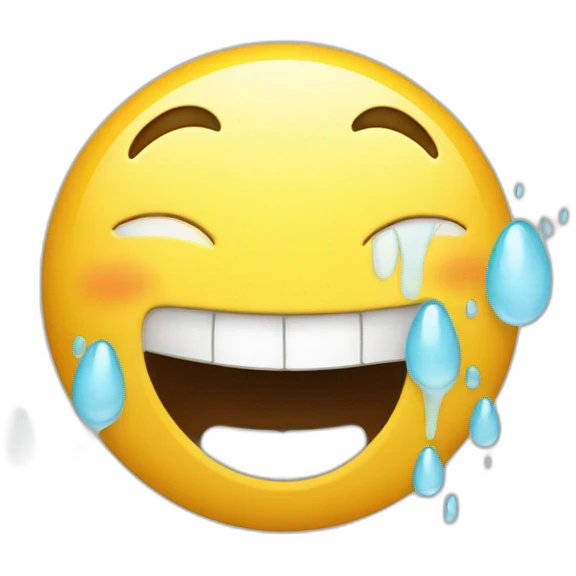 Create a vividly laughing emoji face with animated tears, in a laughter bubble." emoji