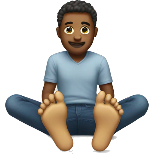 Emoji with feet by his head emoji