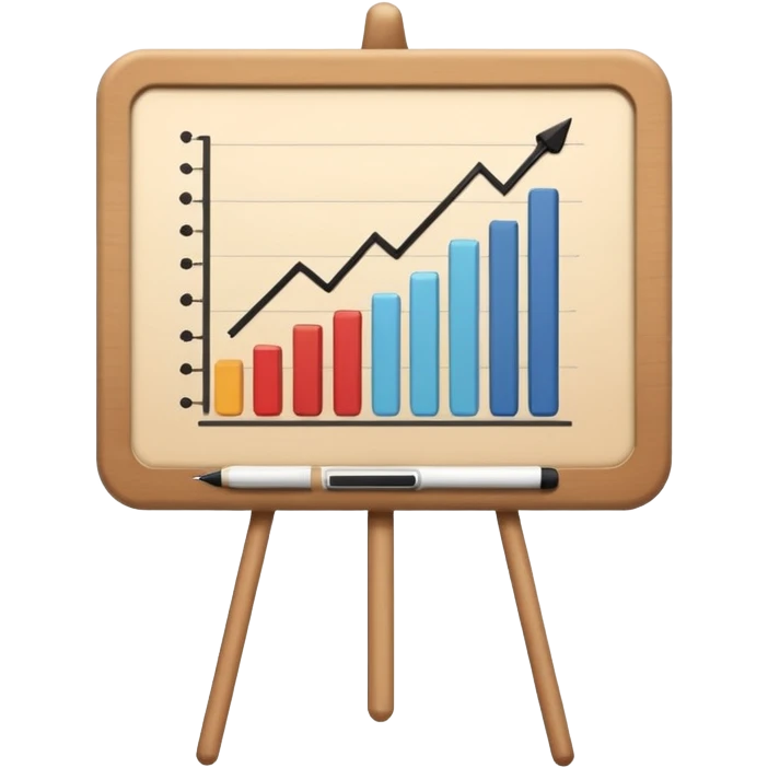 a board with a paper, the paper has bar graph in it, in neutral color emoji