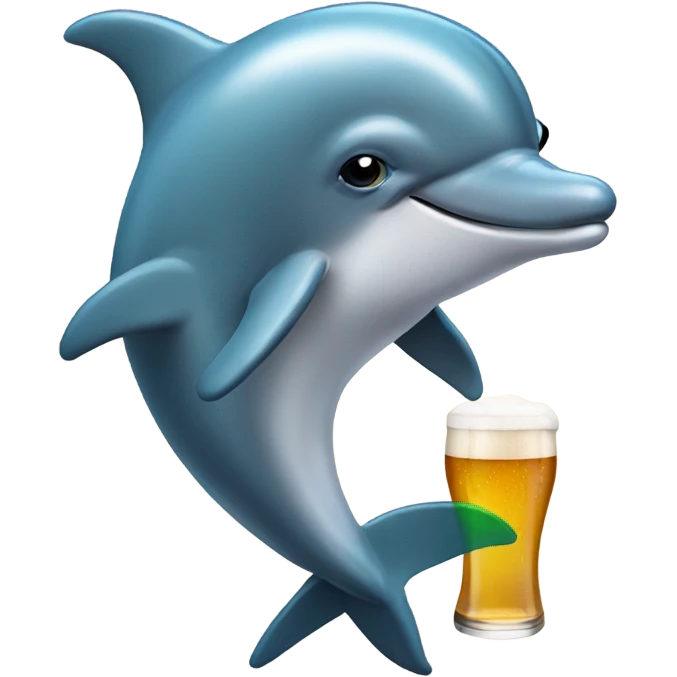 Dolphin drinking beer emoji