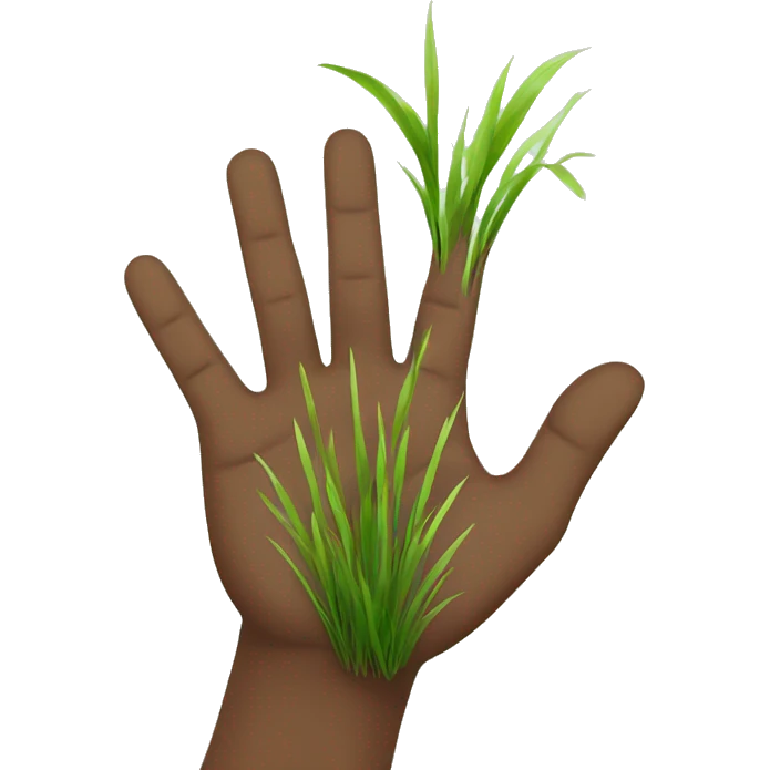 hand reaching to grass emoji