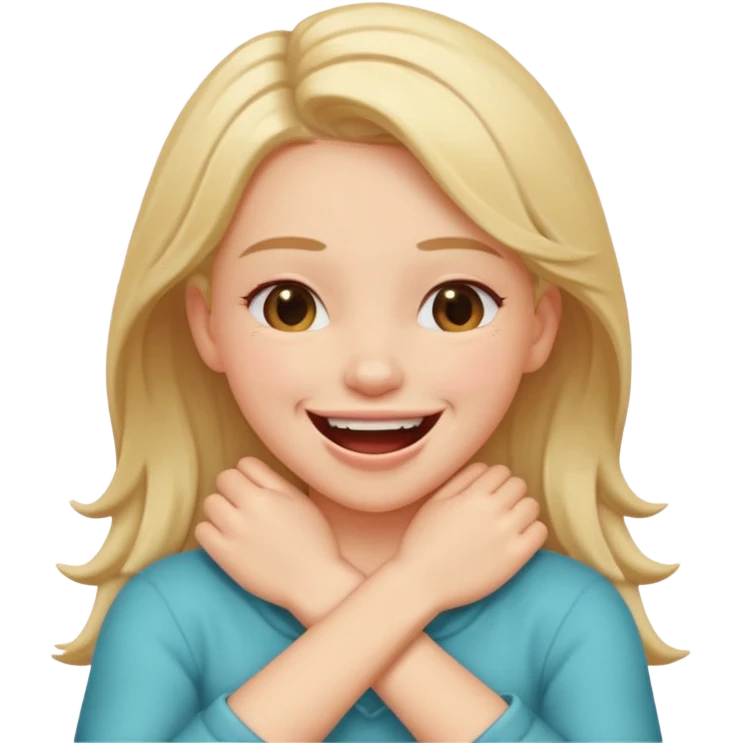 arms crossed holding throat laughing girl emoji