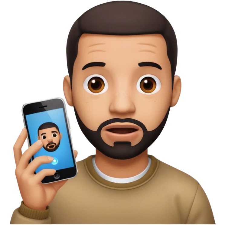 Drake using an iPhone, surprised expression emoji