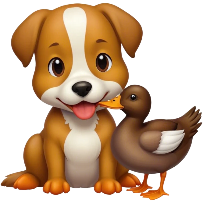 Dog eating a duck emoji