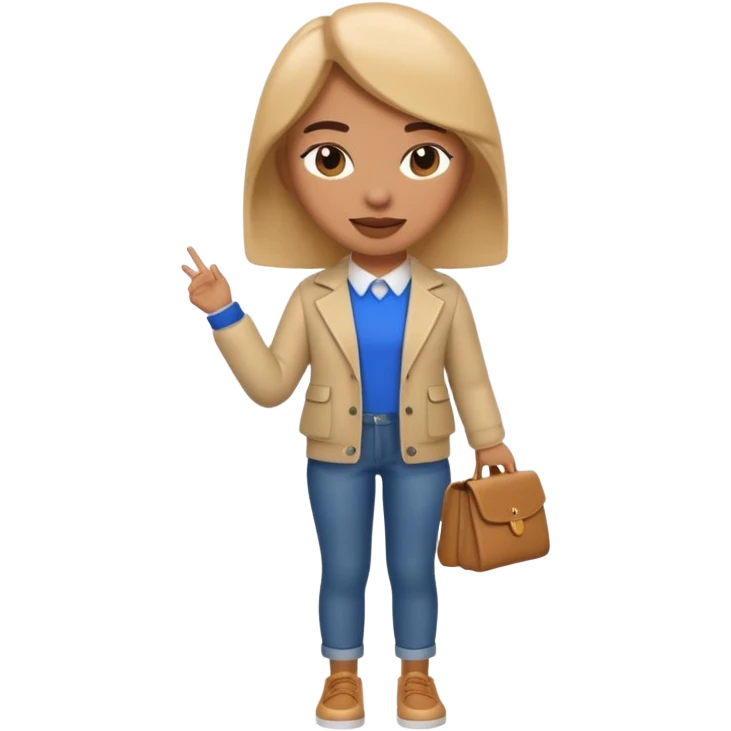 A 3D emoji with a apple Memoji style that the depicts a person who is learning to become a fashionista as her highchool extended profile. She is young in a highschool age. emoji