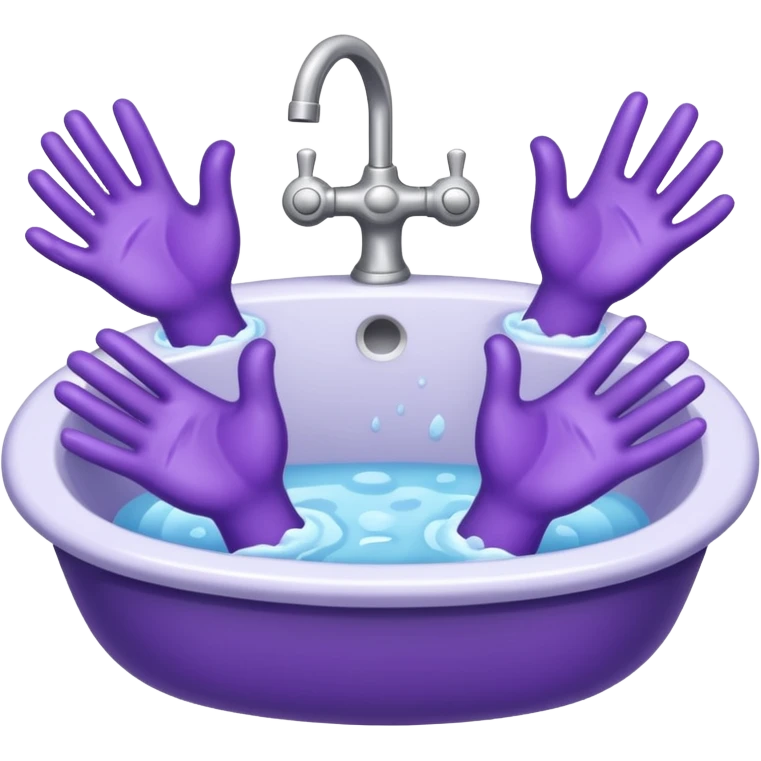 washing four purple hands emoji
