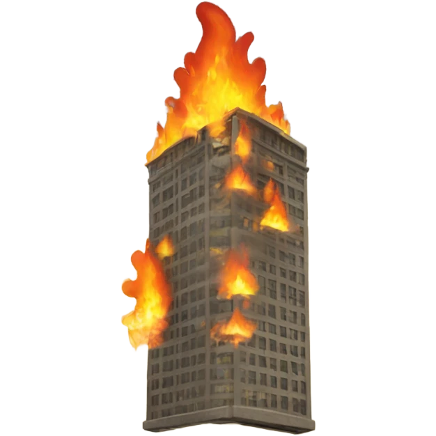 To towers on fire with play flying towards it emoji