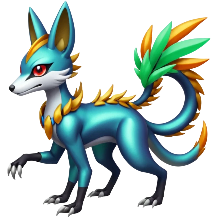 Meloetta-Sergal-Protogen-hybrid-fusion-Fakémon-creature, full body emoji