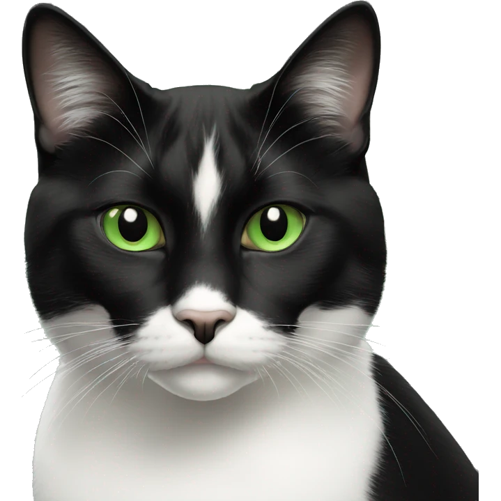 Black-and-white-tuxedo-cat-green-eyes-black-dot-on-chin emoji