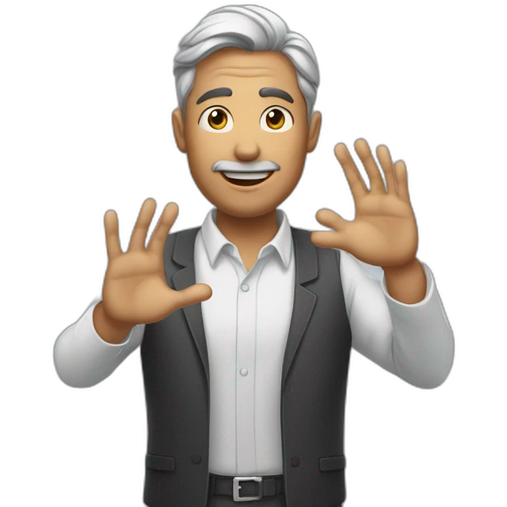man who greeting people as puting his just one hand on his chest emoji