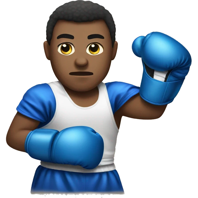 Create an emoji of a person wearing boxing gloves, with a focused and determined face. Show the spirit of a boxing champion emoji