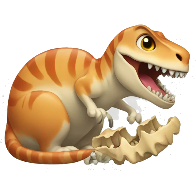 Cat eating dinosaur bones emoji