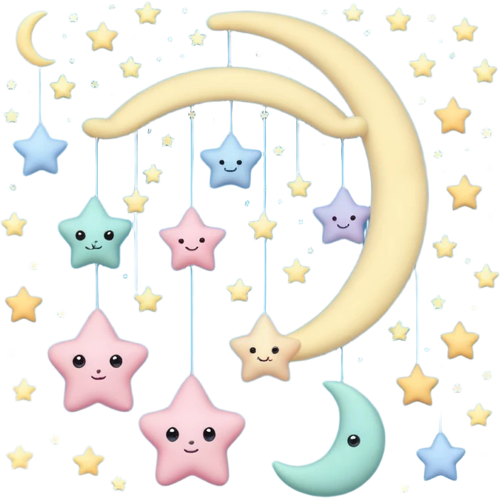 baby Hanging mobile with stars and moon emoji