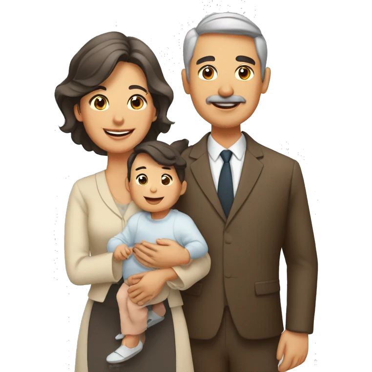 padre moreno, madre moreno y un hijo bebe emoji